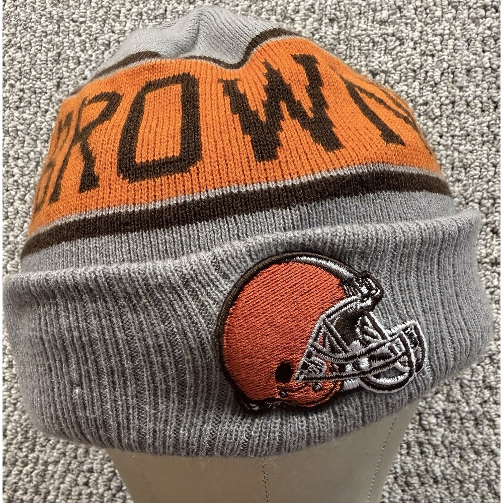 Cleveland Browns New Era Knit Beanie Cuffed Winter Hat Gray Orange NFL